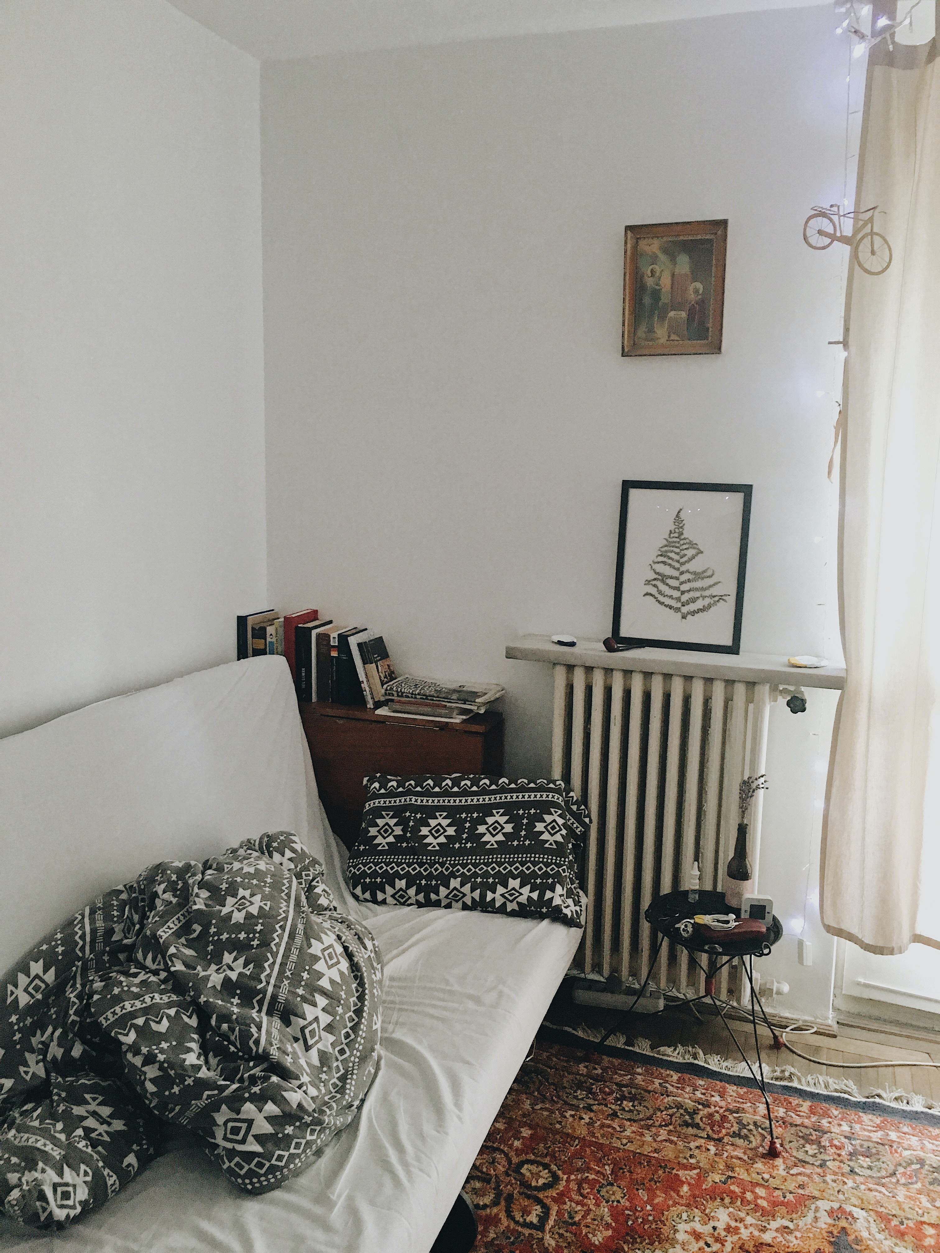 Indoors White Sofa With Throw Pillows On Wall Interior Image Free Photo